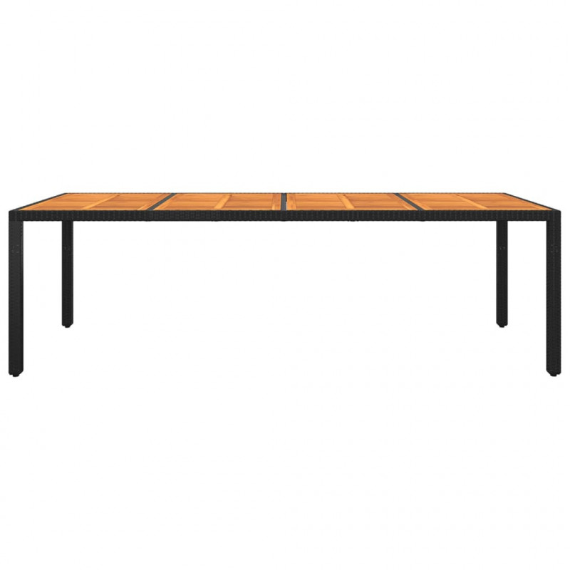 Stół ogrodowy, 250x100x75 cm, akacja i rattan PE, czarny