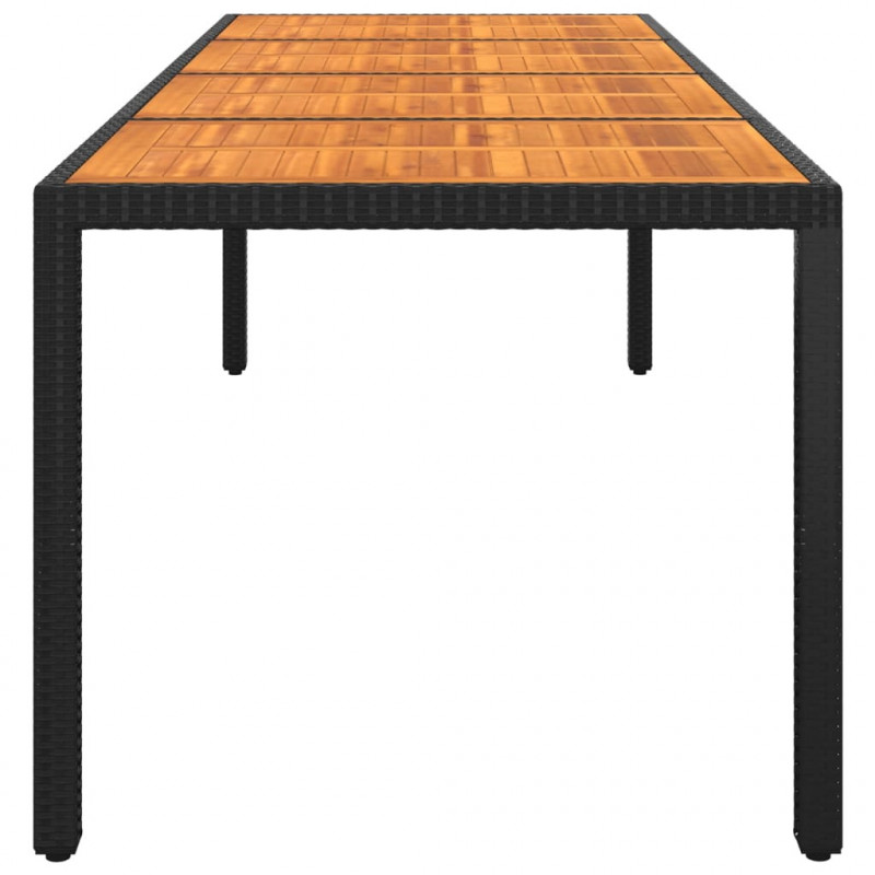 Stół ogrodowy, 250x100x75 cm, akacja i rattan PE, czarny