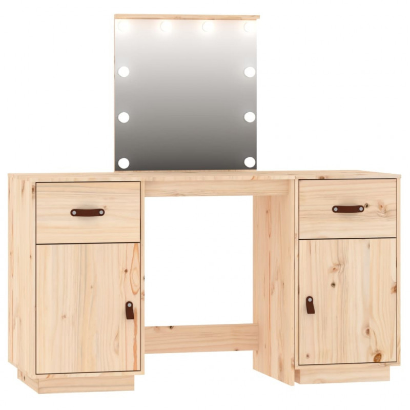 Toaletka z LED, lite drewno sosnowe
