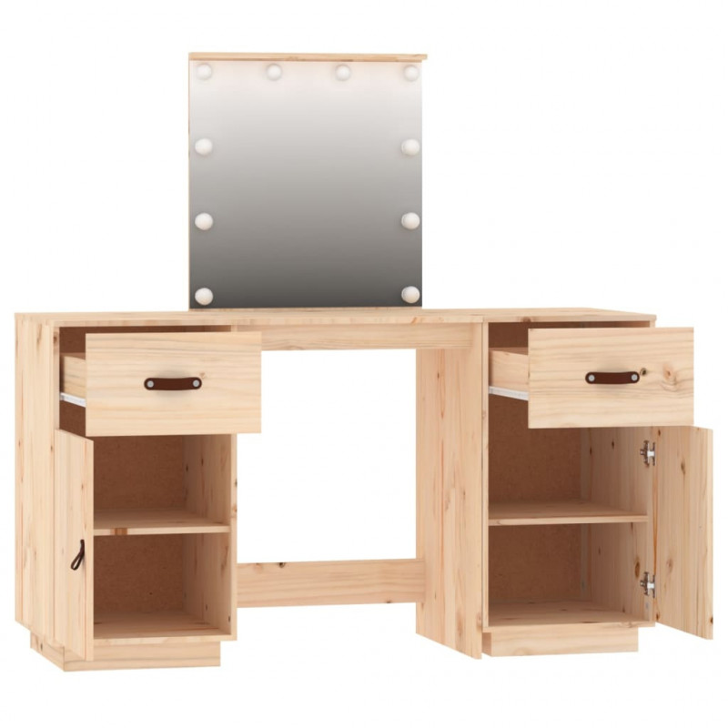 Toaletka z LED, lite drewno sosnowe