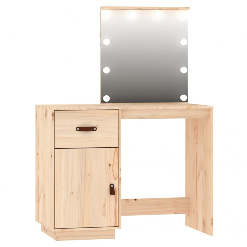 Toaletka z LED, lite drewno sosnowe