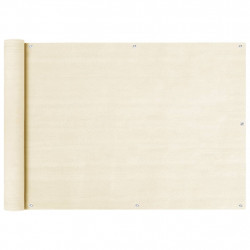 Parawan balkonowy, kremowy, 75x400 cm, HDPE
