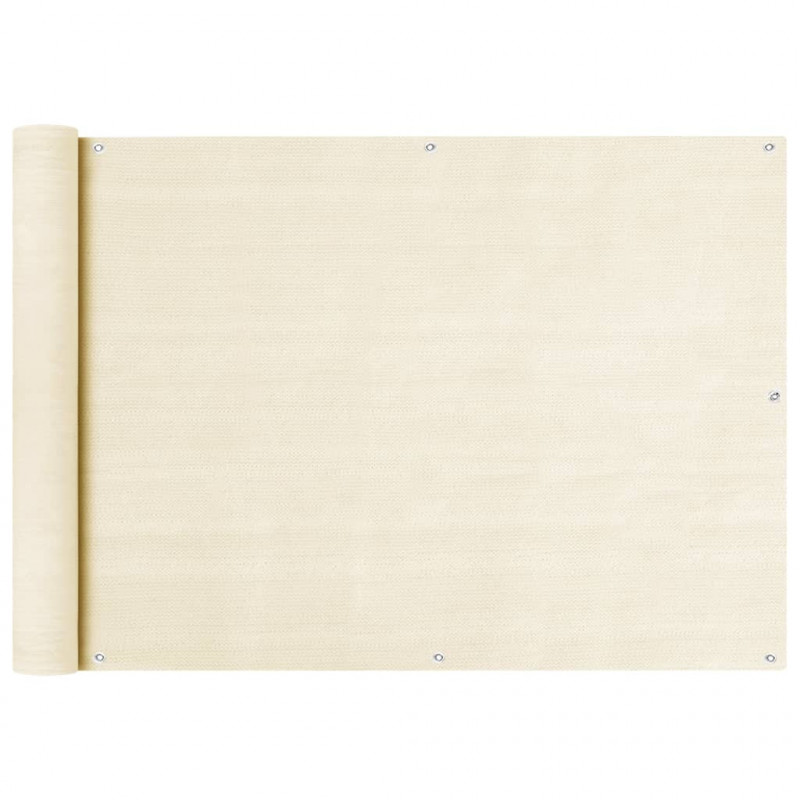 Parawan balkonowy, kremowy, 75x400 cm, HDPE