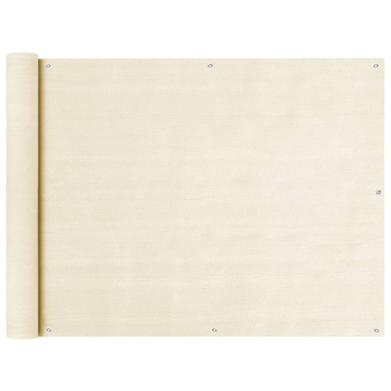 Parawan balkonowy, kremowy, 90x600 cm, HDPE