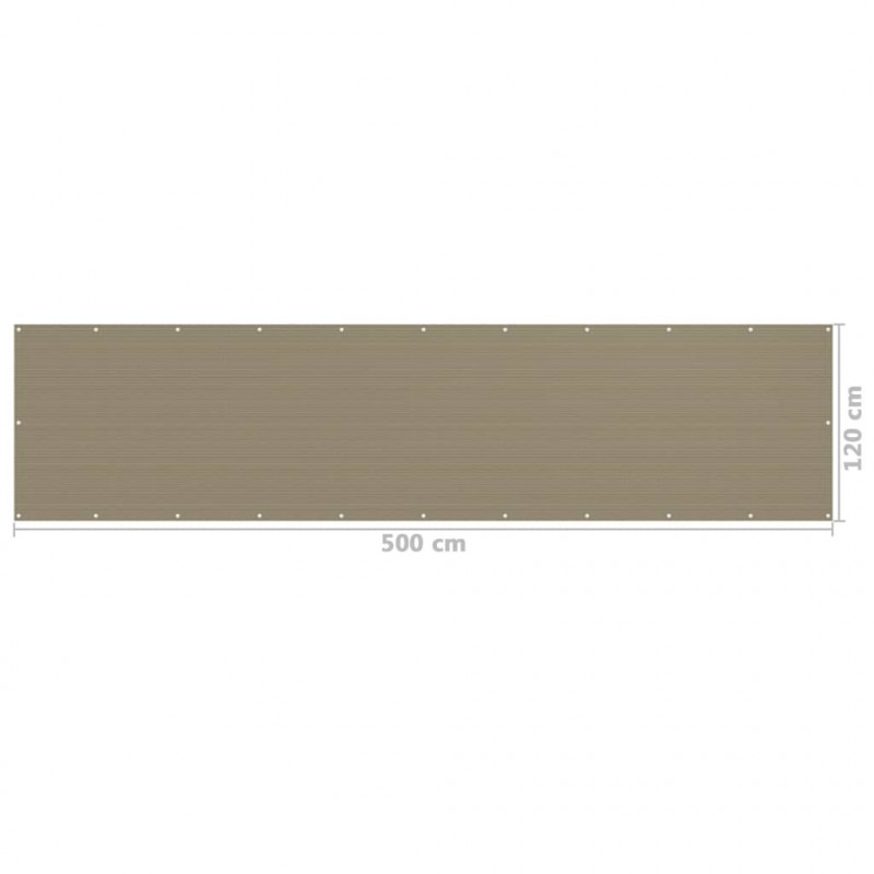 Parawan balkonowy, kolor taupe, 120x500 cm, HDPE