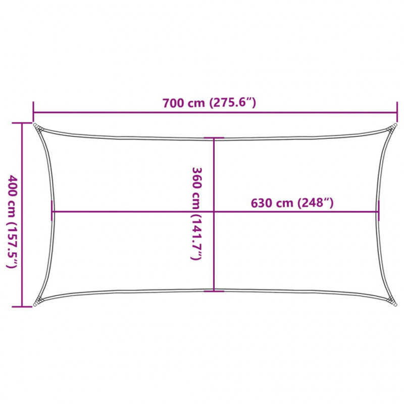 Żagiel przeciwsłoneczny, 160 g/m², antracytowy, 4x7 m, HDPE