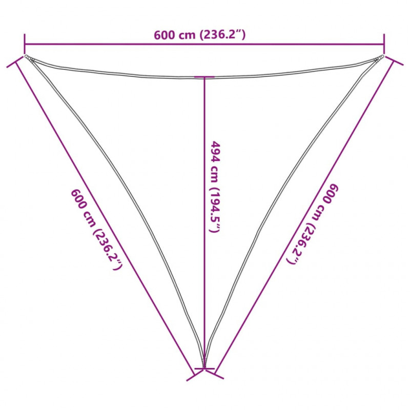 Żagiel przeciwsłoneczny, 160 g/m², antracytowy, 6x6x6 m, HDPE