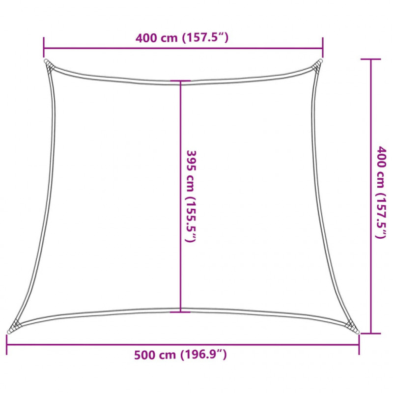 Żagiel przeciwsłoneczny, 160 g/m², beżowy, 4/5x4 m, HDPE