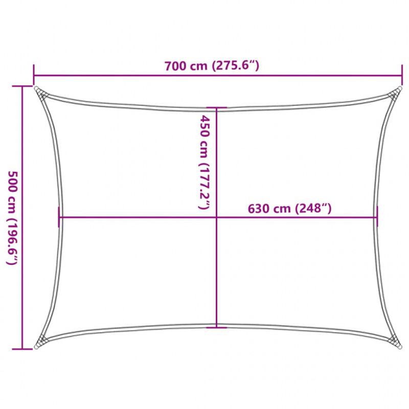 Żagiel przeciwsłoneczny, 160 g/m², kremowy, 5x7 m, HDPE