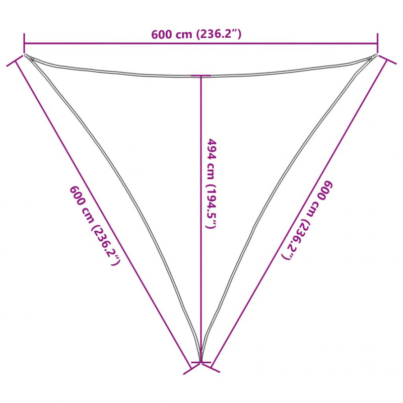 Żagiel przeciwsłoneczny, 160 g/m², kremowy, 6x6x6 m, HDPE