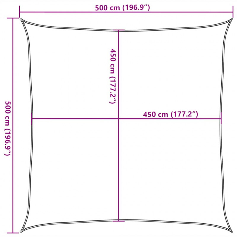 Żagiel przeciwsłoneczny, 160 g/m², biały, 5x5 m, HDPE