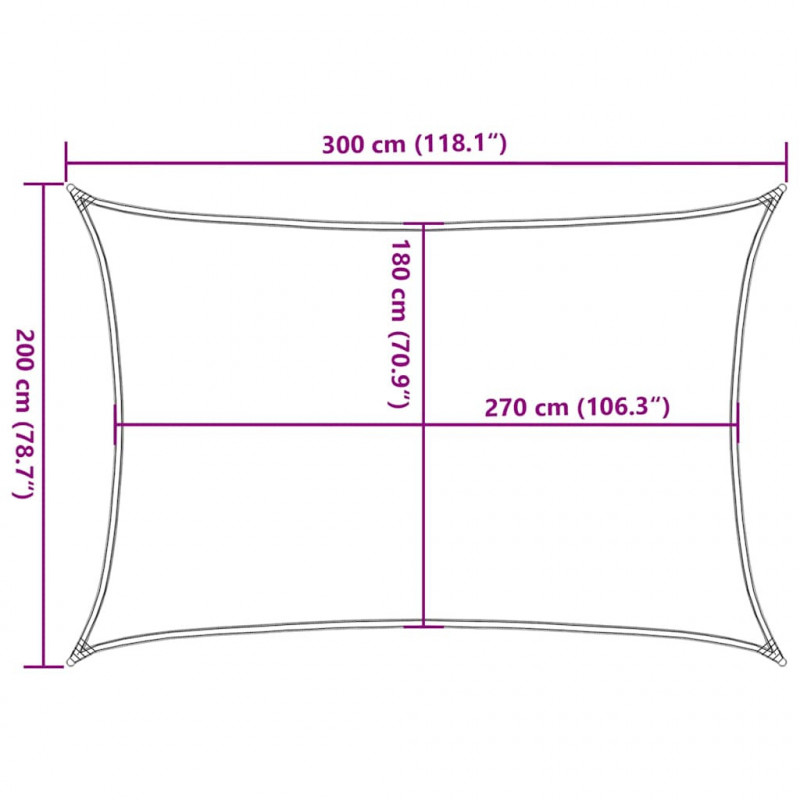 Żagiel przeciwsłoneczny, 160 g/m², biały, 2x3 m, HDPE