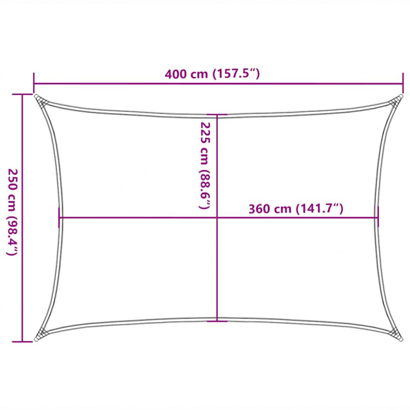 Żagiel przeciwsłoneczny, 160 g/m², jasnozielony, 2,5x4 m, HDPE