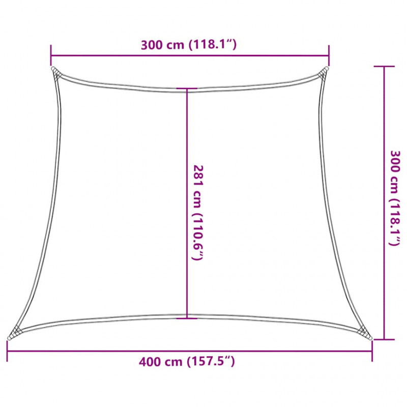 Żagiel przeciwsłoneczny, 160 g/m², terakotowy, 3/4x3 m, HDPE