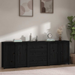 Szafka, czarna, 230x35x80 cm, lite drewno sosnowe