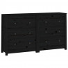 Komoda, czarna, 140x35x80 cm, drewno sosnowe