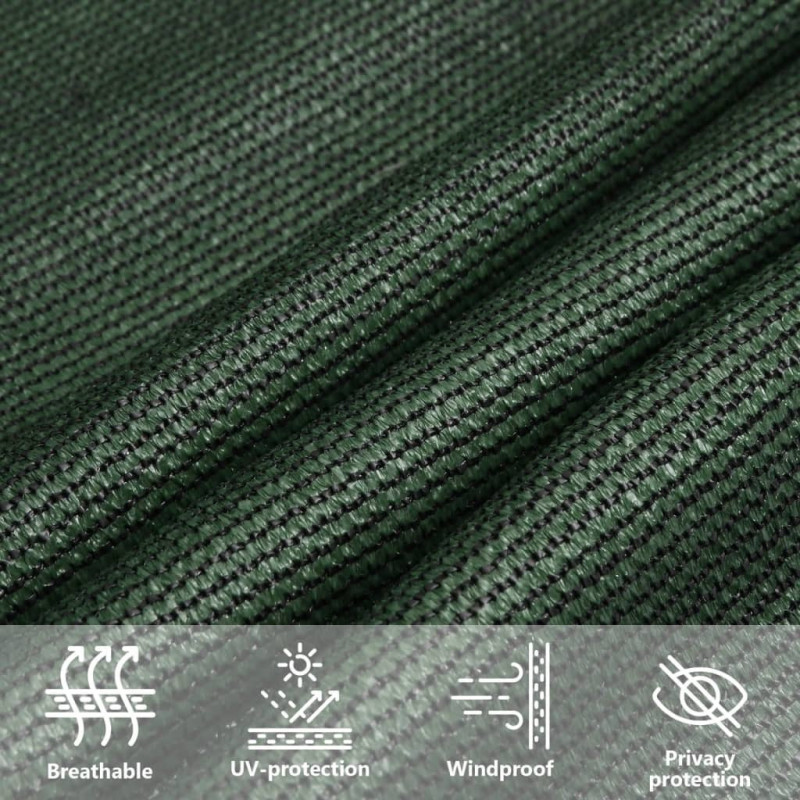 Żagiel przeciwsłoneczny, 160 g/m², ciemnozielony, 3x3 m, HDPE