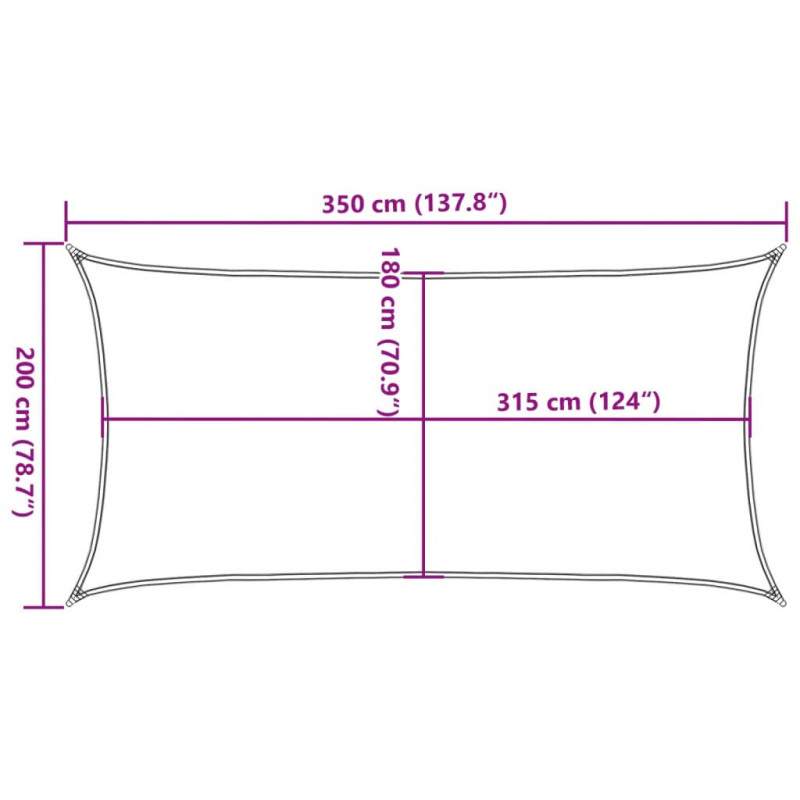 Żagiel przeciwsłoneczny, 160 g/m², ciemnozielony, 2x3,5 m, HDPE