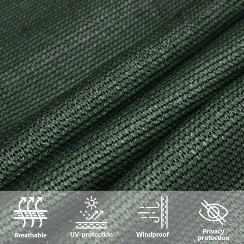 Żagiel przeciwsłoneczny, 160 g/m², ciemnozielony, 2,5x2,5x3,5 m