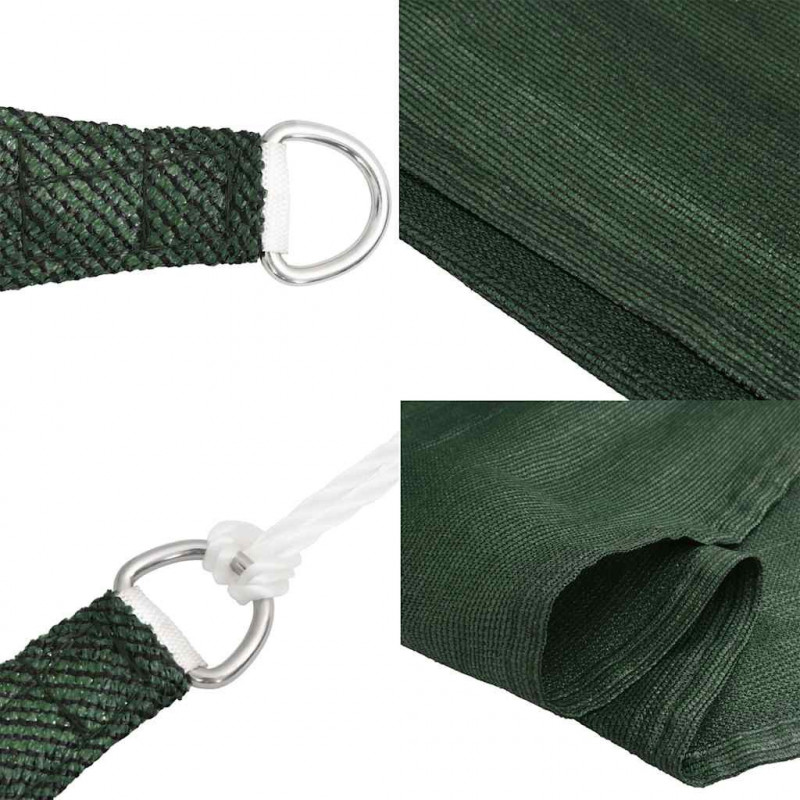 Żagiel przeciwsłoneczny, 160 g/m², ciemnozielony, 5x7x7 m, HDPE