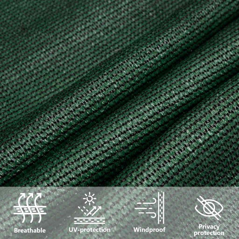 Żagiel przeciwsłoneczny, 160 g/m², ciemnozielony, 5x7x7 m, HDPE