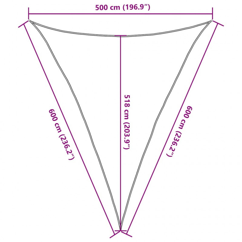 Żagiel przeciwsłoneczny, 160 g/m², niebieski, 5x6x6 m, HDPE