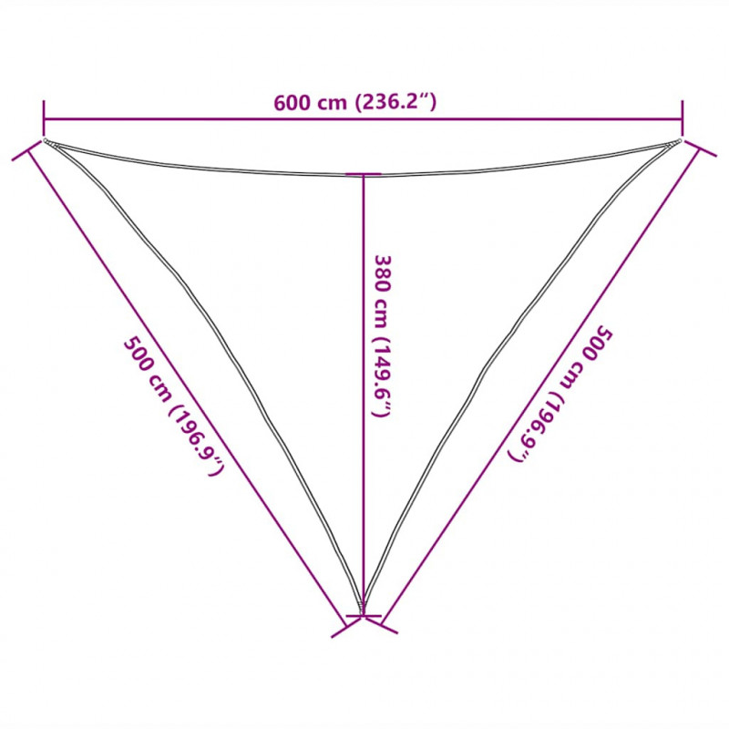 Żagiel przeciwsłoneczny, 160 g/m², niebieski, 5x5x6 m, HDPE