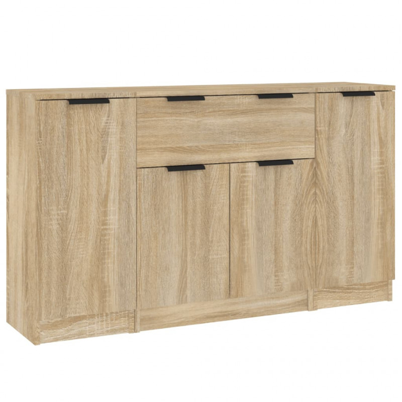 Szafki, 3 szt., dąb sonoma, materiał drewnopochodny