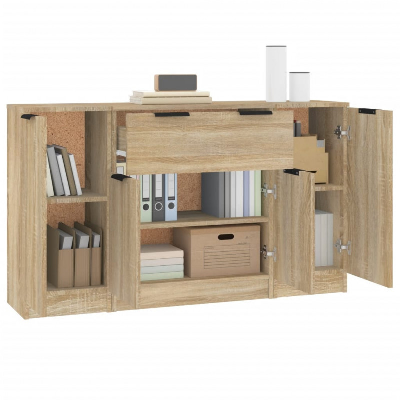 Szafki, 3 szt., dąb sonoma, materiał drewnopochodny