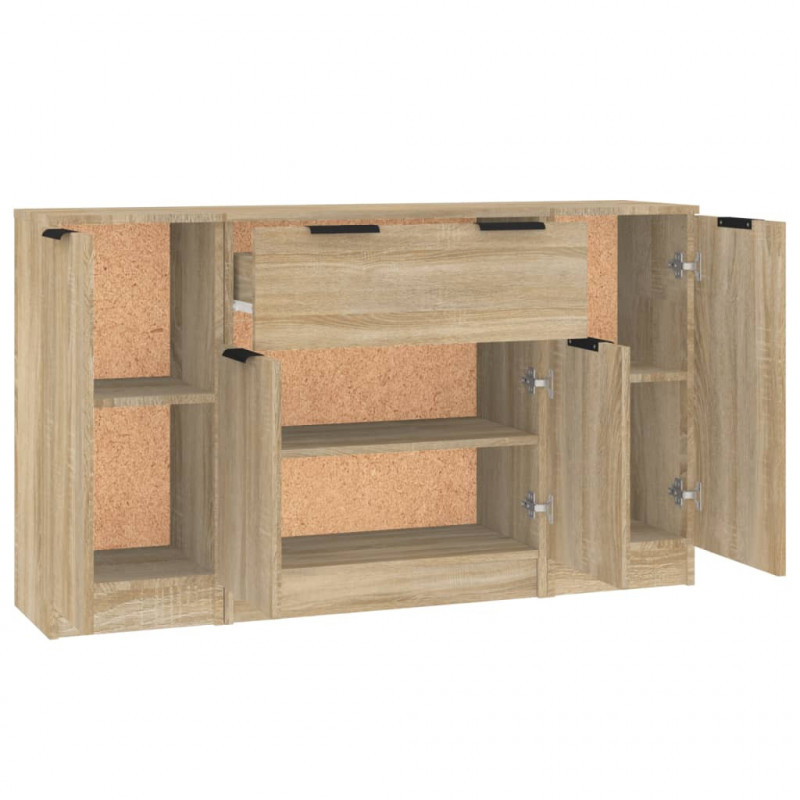 Szafki, 3 szt., dąb sonoma, materiał drewnopochodny