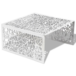 Ażurowy stolik kawowy z aluminium, kolor srebrny