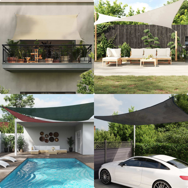Żagiel przeciwsłoneczny, 160 g/m², pomarańczowy, 4x4x4 m, HDPE
