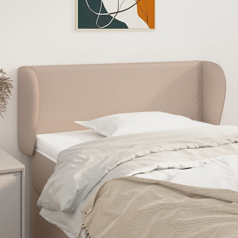 Zagłówek uszak, cappuccino, 83x23x78/88 cm, sztuczna skóra