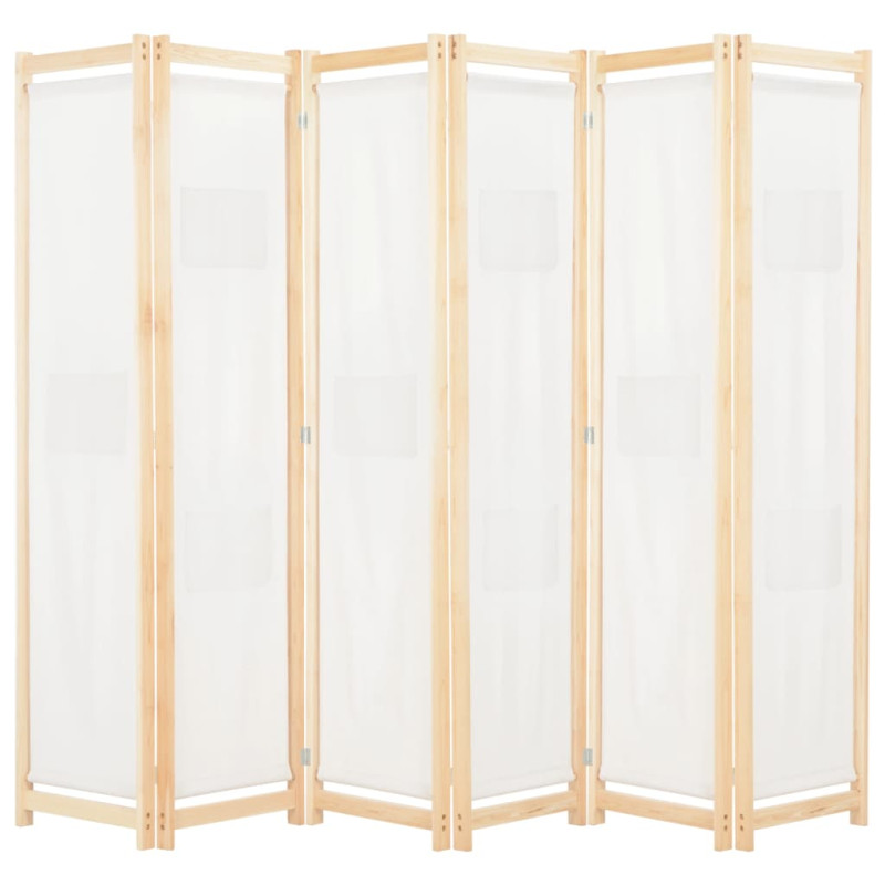 Parawan 6-panelowy, kremowy, 240 x 170 x 4 cm, tkanina