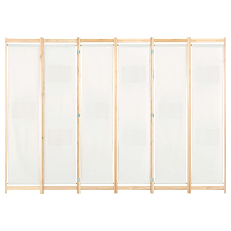 Parawan 6-panelowy, kremowy, 240 x 170 x 4 cm, tkanina