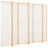 Parawan 6-panelowy, kremowy, 240 x 170 x 4 cm, tkanina