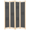 Parawan 4-panelowy, szary, 160x170x4 cm, tkanina
