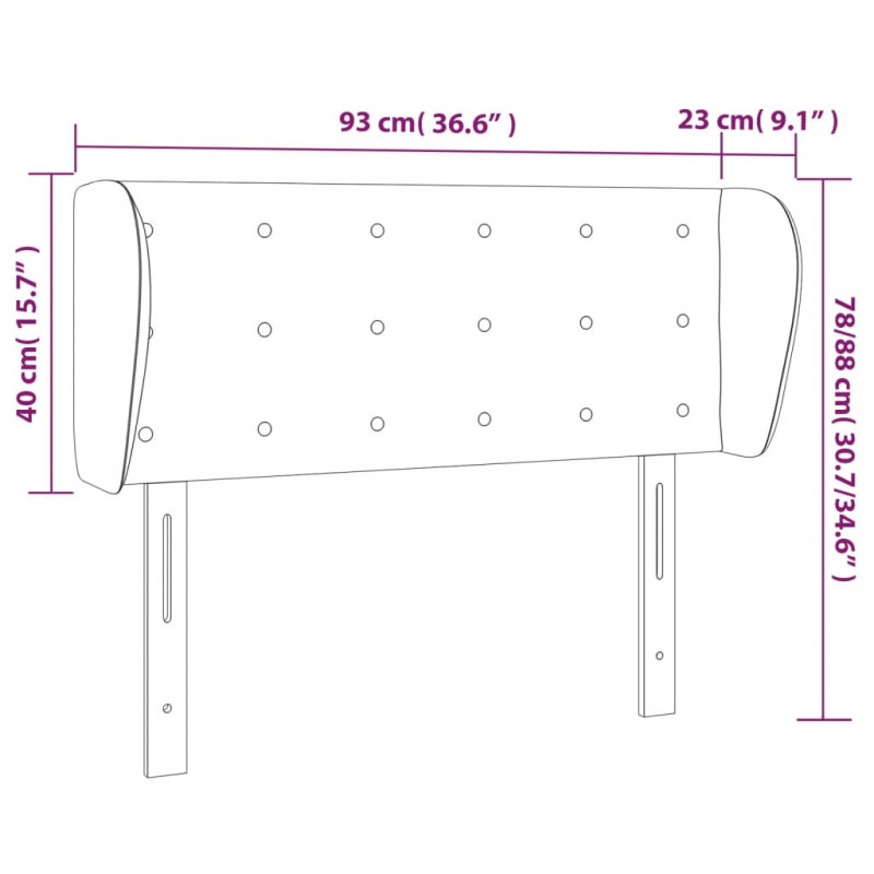 Zagłówek uszak, niebieski, 93x23x78/88 cm, tkanina