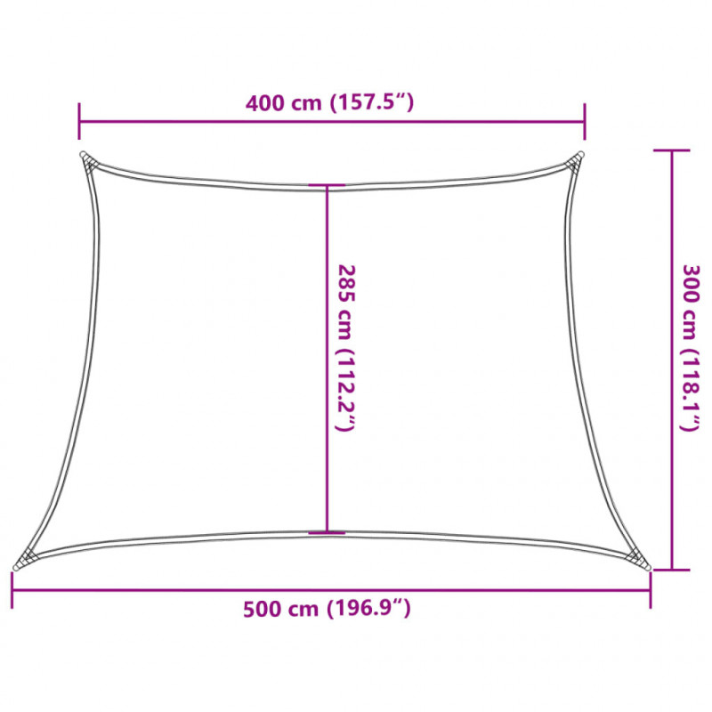 Żagiel przeciwsłoneczny, 160 g/m², czarny, 4/5x3 m, HDPE