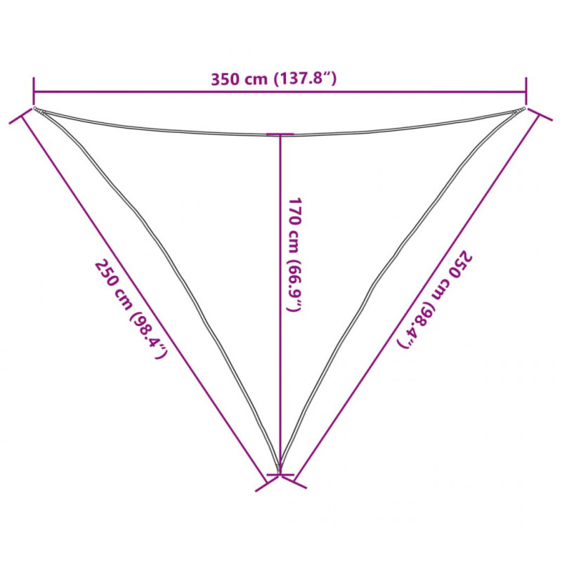 Żagiel przeciwsłoneczny, 160 g/m², brązowy, 2,5x2,5x3,5 m, HDPE