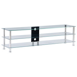 Szafka pod TV, przezroczysta, 150x40x40 cm, hartowane szkło