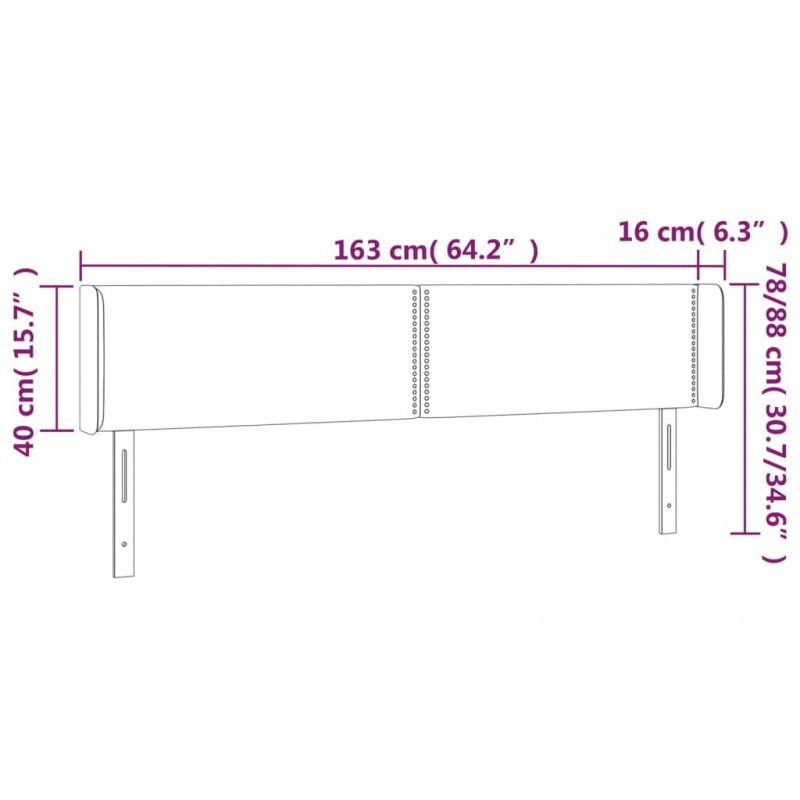 Zagłówek uszak, ciemnoszary, 163x16x78/88 cm, tkanina