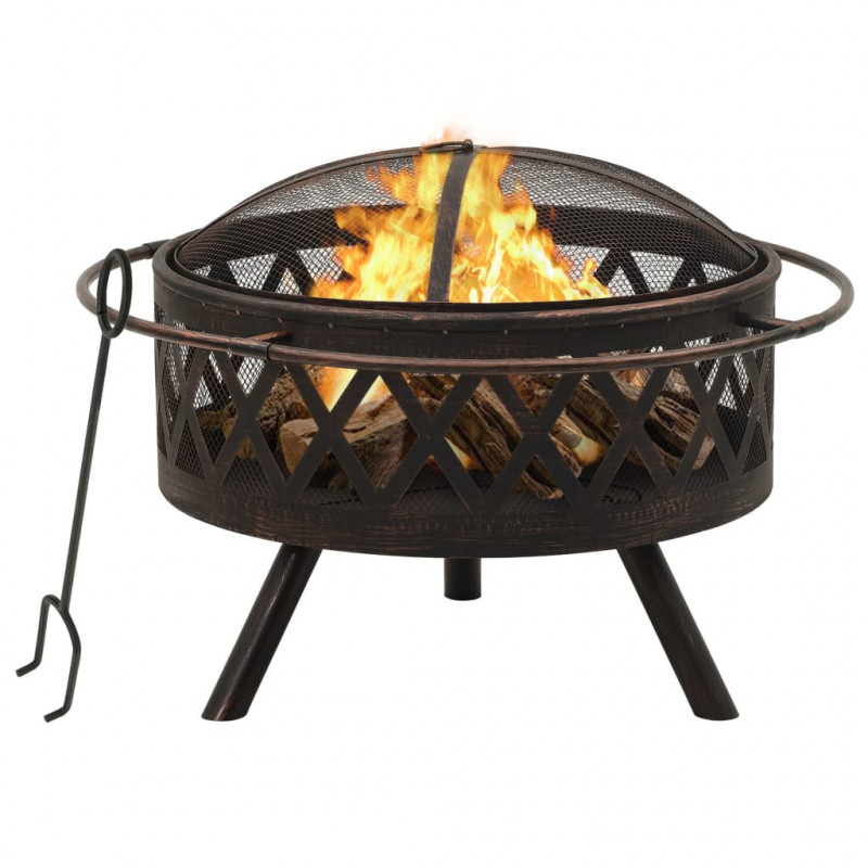Rustykalne palenisko z pogrzebaczem, 76 cm, XXL, stal