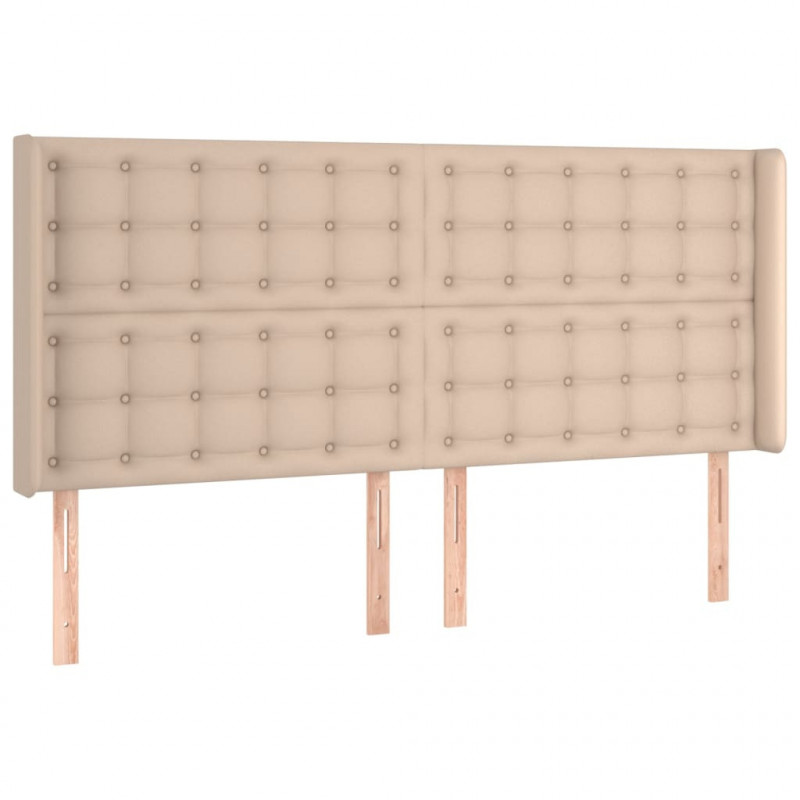 Zagłówek uszak, cappuccino, 203x16x118/128 cm, sztuczna skóra