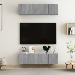 Ścienne szafki TV, 4 szt., szary dąb sonoma, 60x30x30 cm