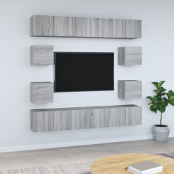 Zestaw 10 szafek TV, szary dąb sonoma, materiał drewnopochodny