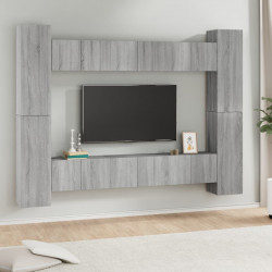 Zestaw 10 szafek TV, szary dąb sonoma, materiał drewnopochodny