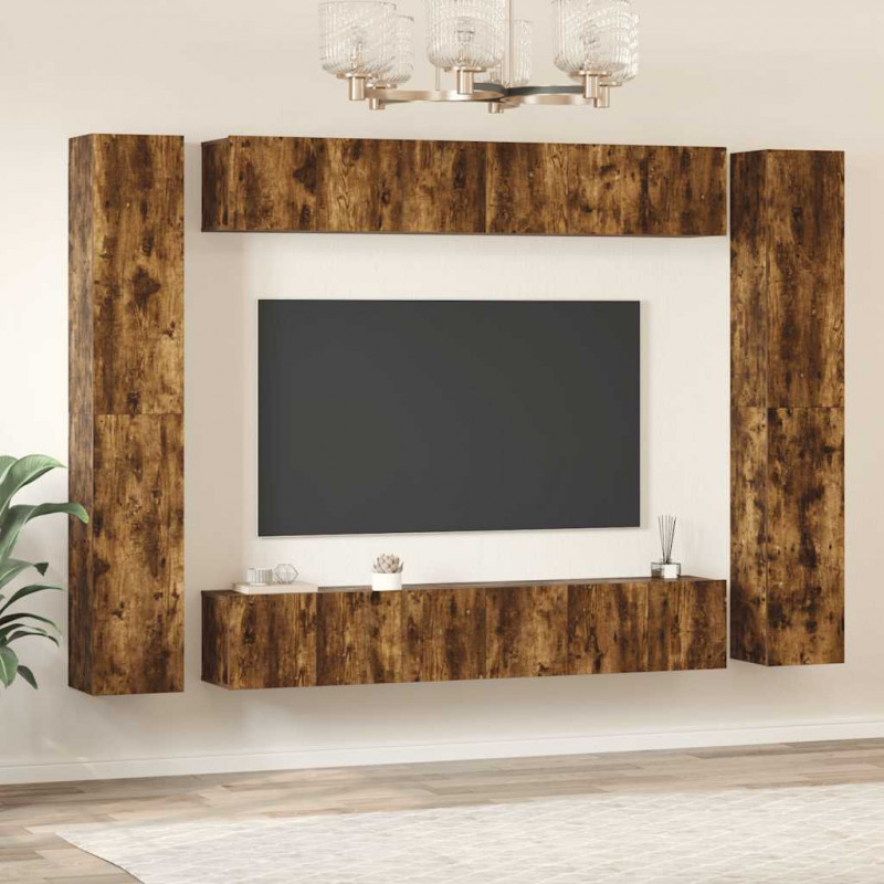 Zestaw 10 szafek TV, przydymiony dąb, materiał drewnopochodny