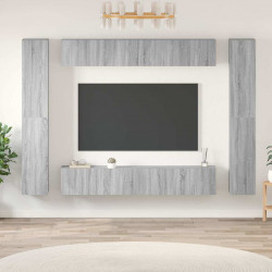 Zestaw 10 szafek TV, szary dąb sonoma, materiał drewnopochodny