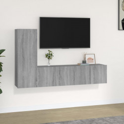 Zestaw 3 szafek TV, szary dąb sonoma, materiał drewnopochodny